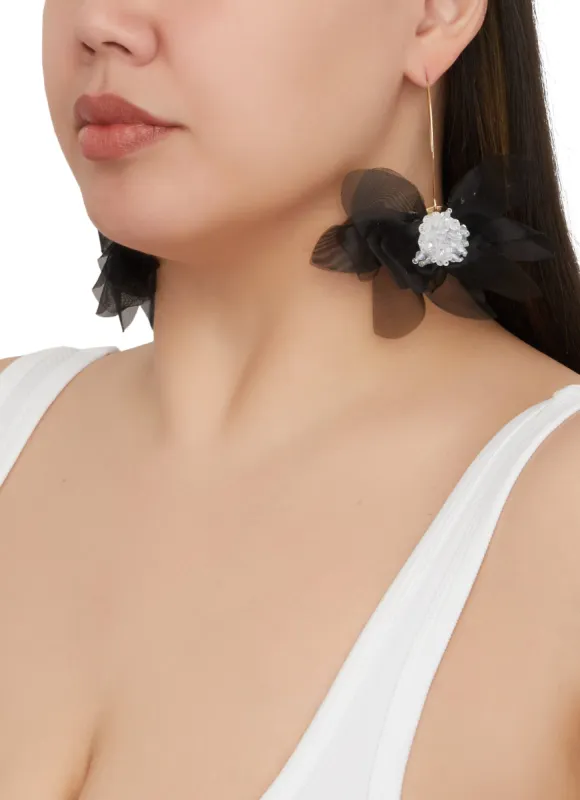 Mesh Floral Dangle Earrings sold by Rainbow