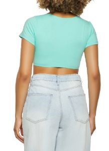 O Ring V Neck Crop Top sold by Rainbow