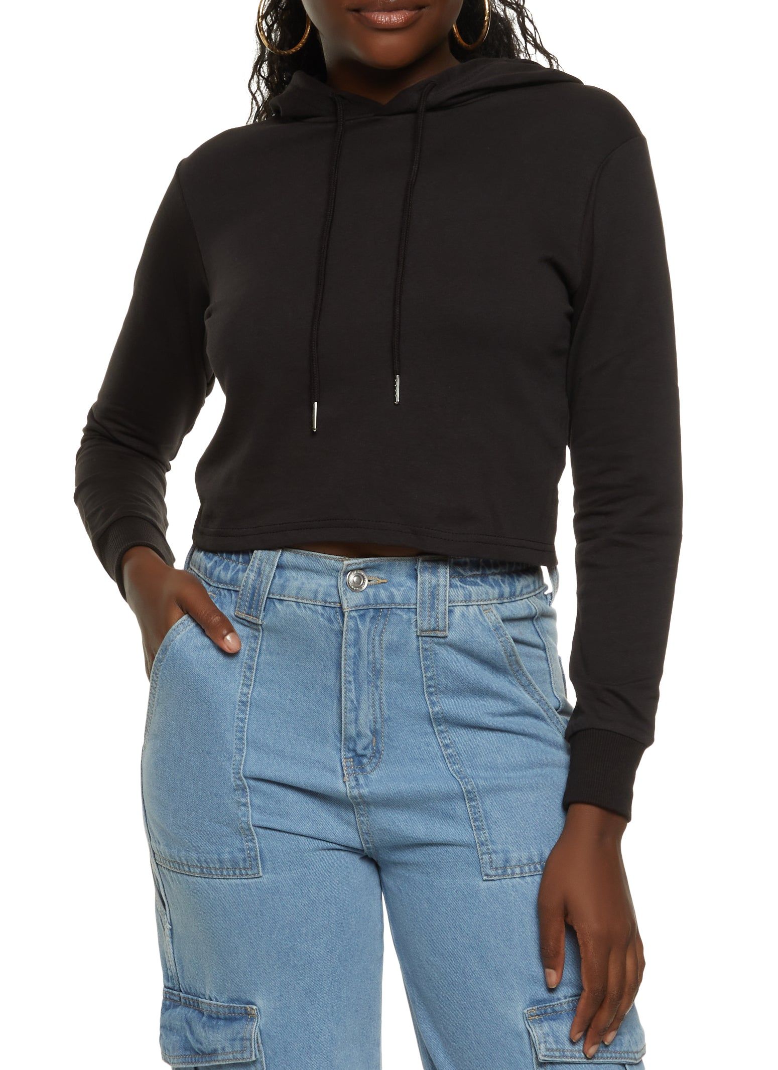 Lace Up Back Pullover Cropped Hoodie sold by Rainbow product image thumbnail 2