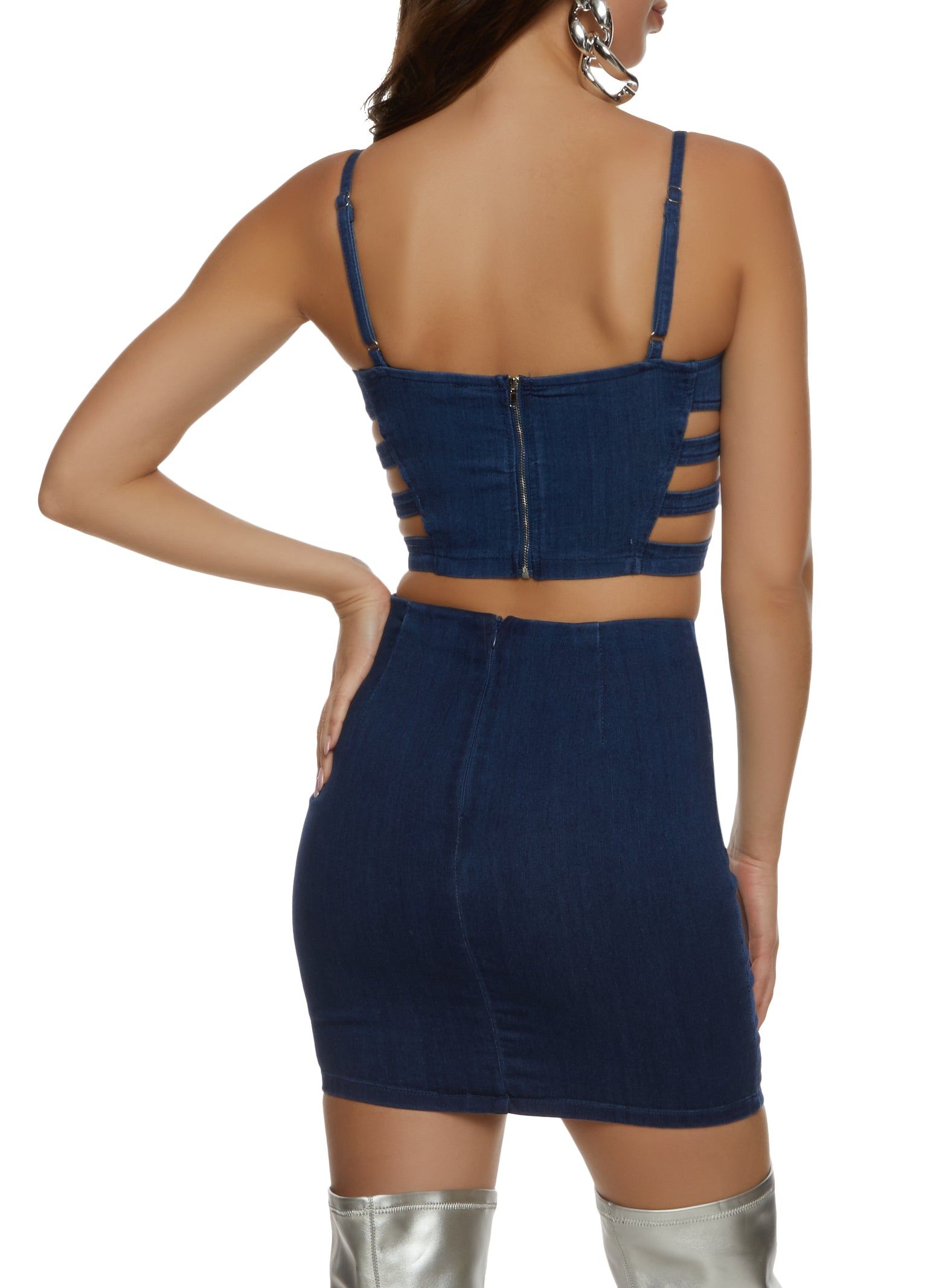 Haute Monde Caged Denim Bustier Top sold by Rainbow product image thumbnail 3