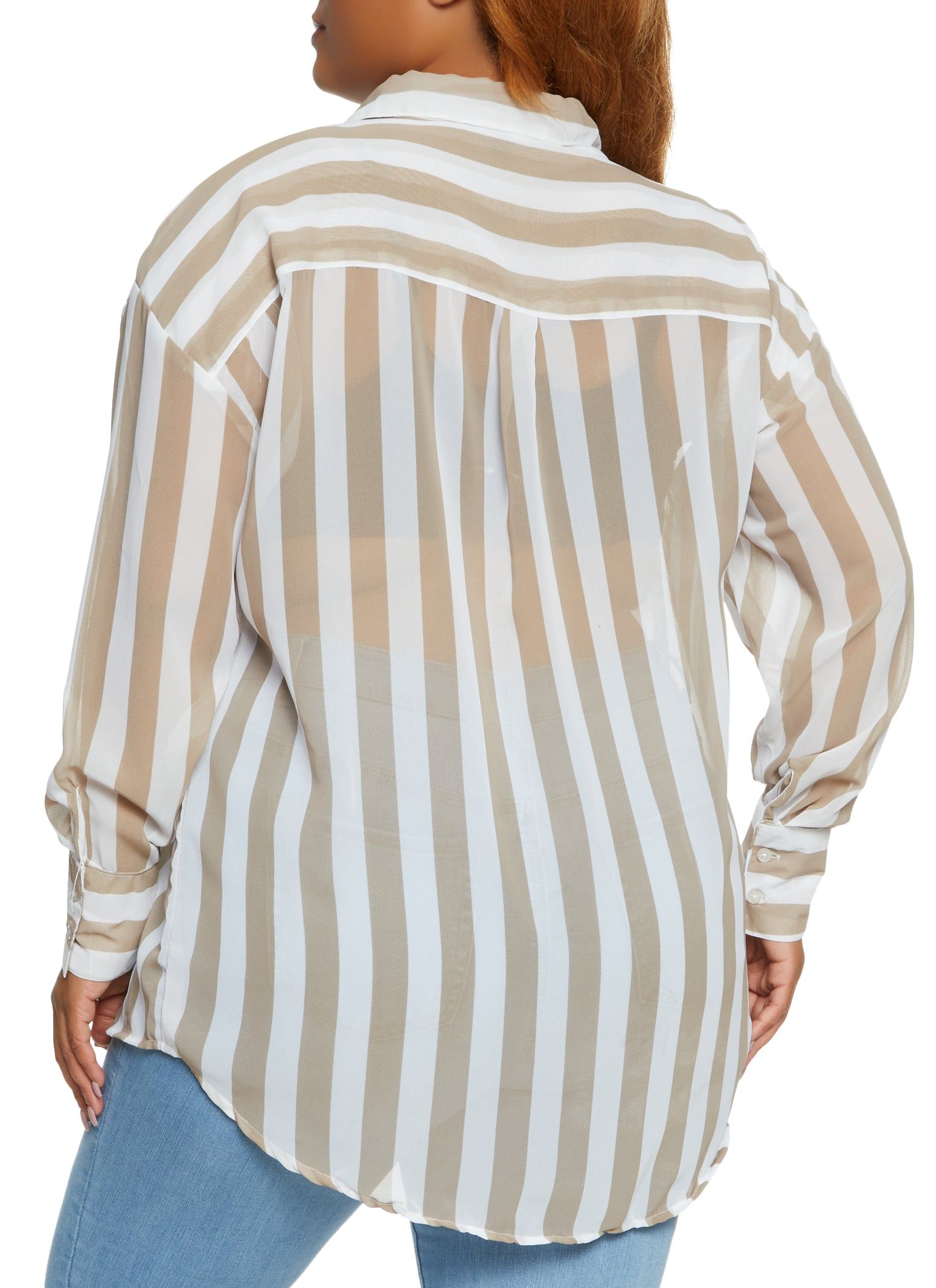 Plus Size Striped Long Sleeve Shirt sold by Rainbow product image thumbnail 2