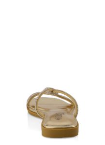 Rhinestone Knotted Strap Flat Sandals sold by Rainbow