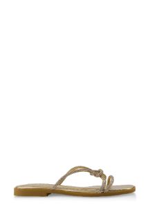 Rhinestone Knotted Strap Flat Sandals sold by Rainbow