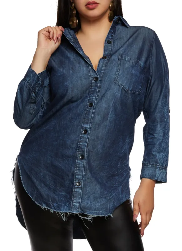 Plus Size Whatever I Want Denim High Low Shirt sold by Rainbow
