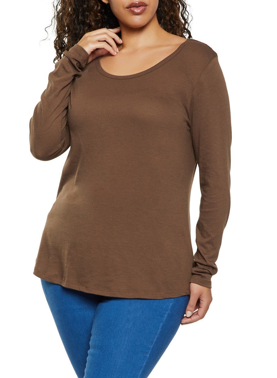 Plus Size Scoop Neck Basic Top sold by Rainbow