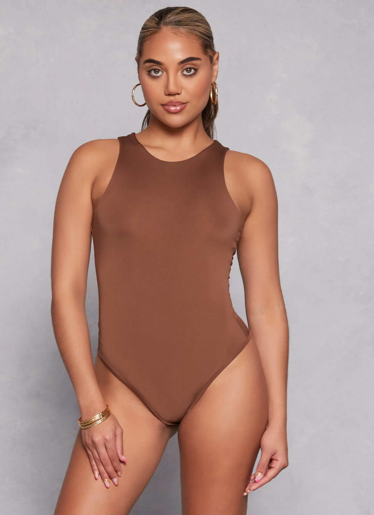 Daisy Solid Racerback Tank Bodysuit sold by Rainbow