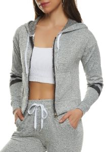 Stripe Detail Zip Front Hoodie sold by Rainbow