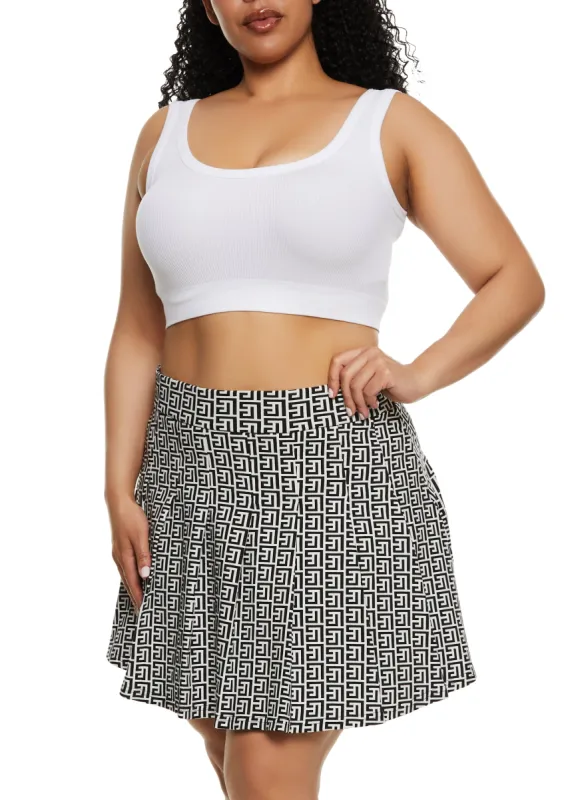 Plus Size Greek Key Pleated Skirt sold by Rainbow