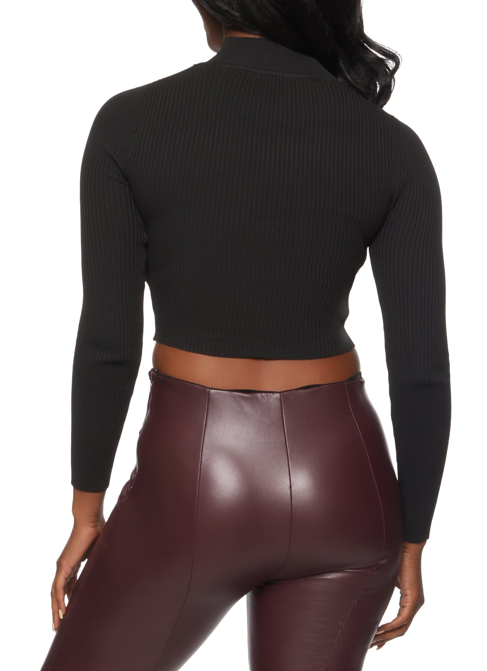 Rib Knit Mock Neck Cropped Sweater sold by Rainbow product image thumbnail 2