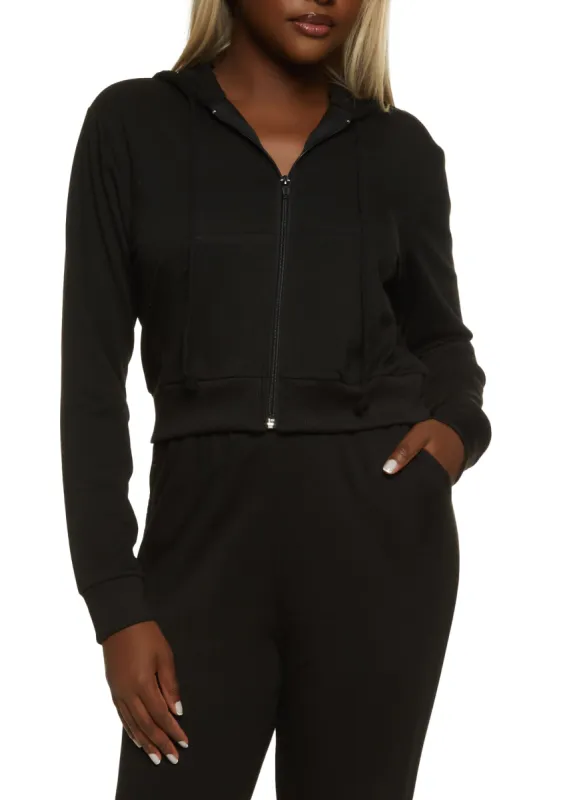 Solid French Terry Zip Front Hoodie sold by Rainbow