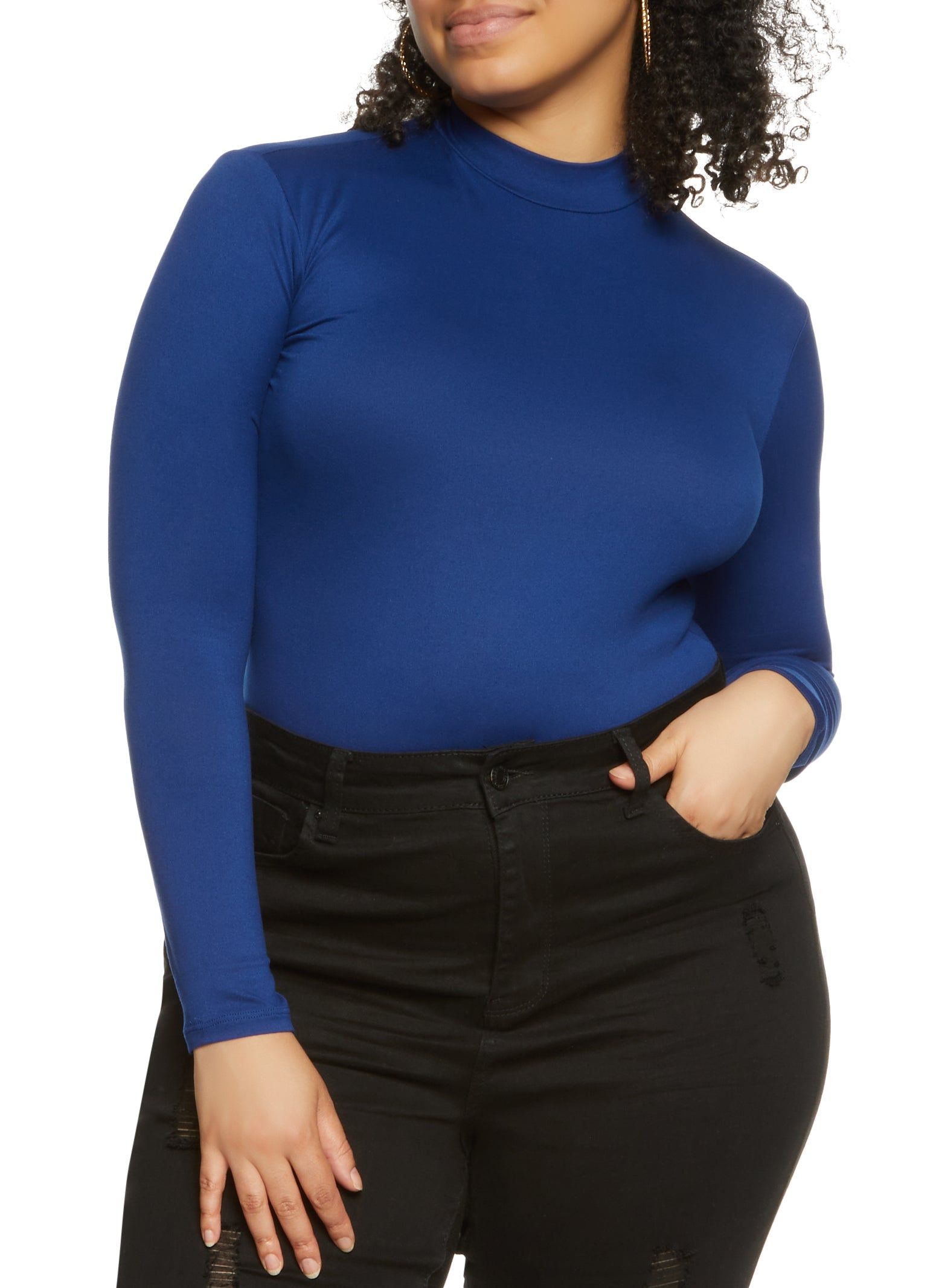Plus Size Basic Long Sleeve Bodysuit sold by Rainbow product image thumbnail 2