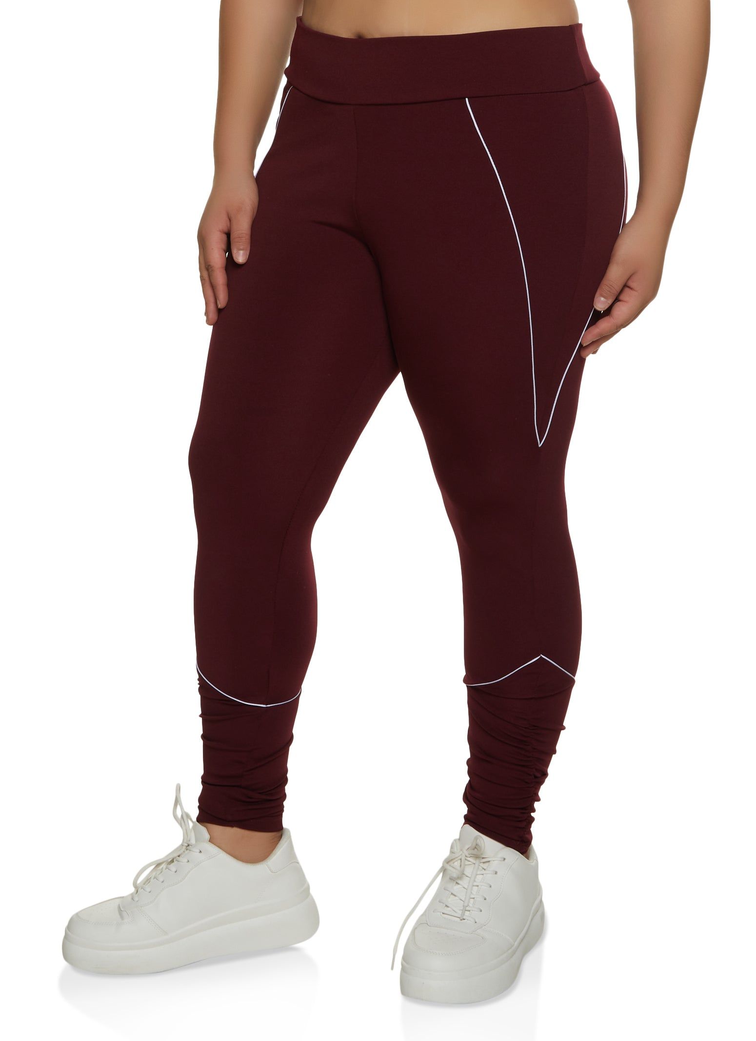 Plus Size Contrast Piping Leggings sold by Rainbow