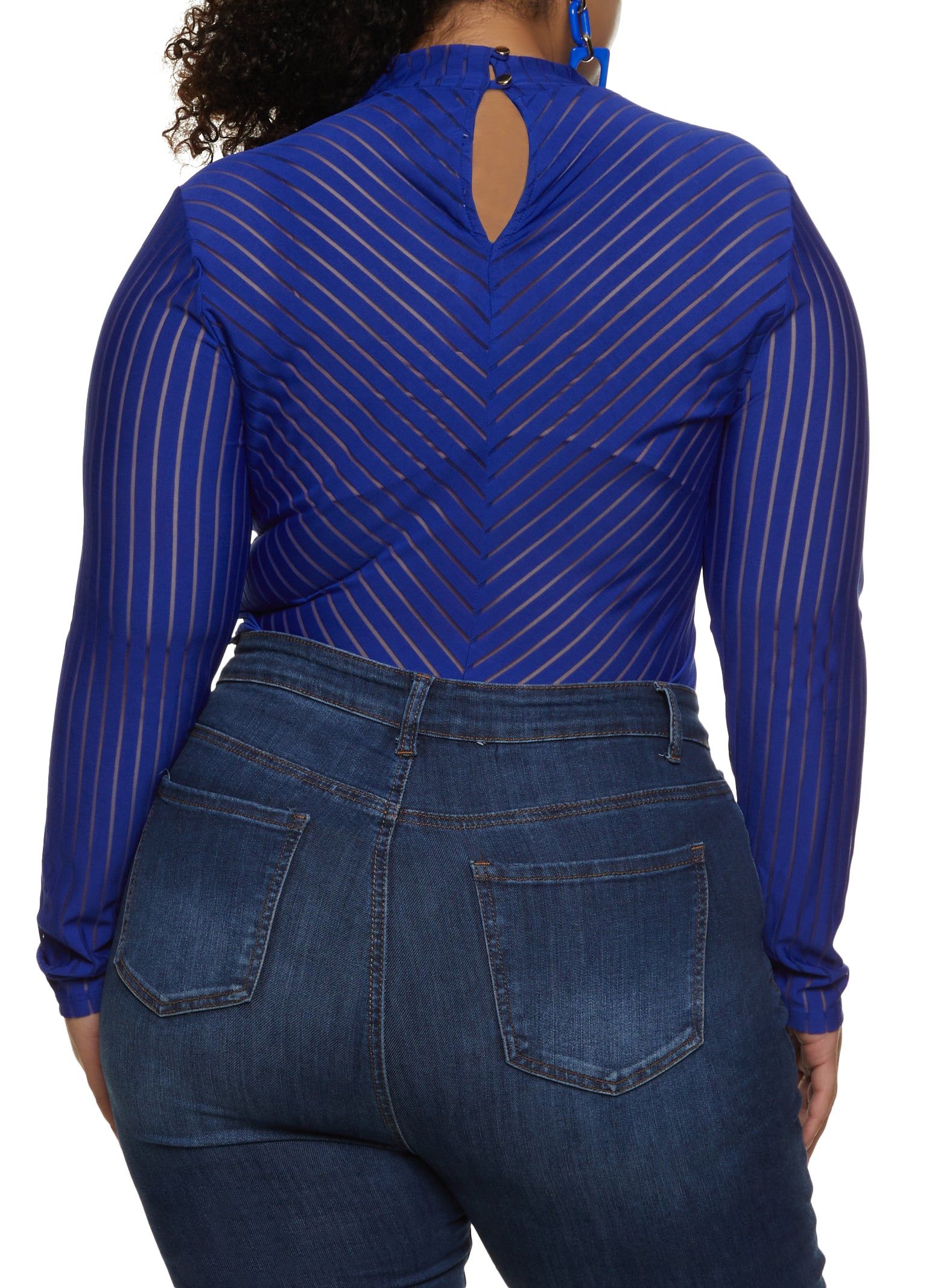 Plus Size Shadow Stripe Mock Neck Bodysuit sold by Rainbow product image thumbnail 3