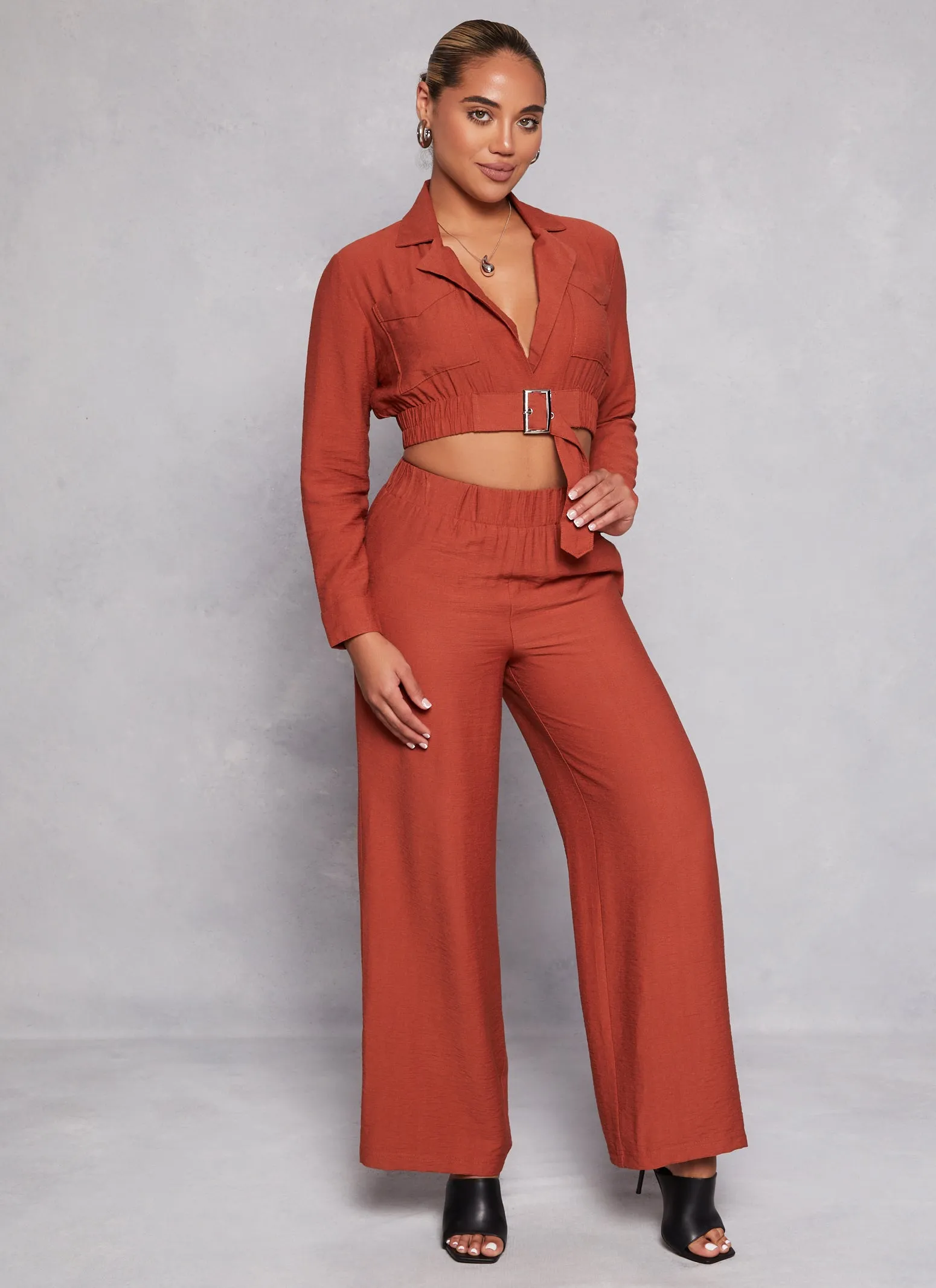 Linen Buckle Detail Cropped Blazer sold by Rainbow product image thumbnail 2