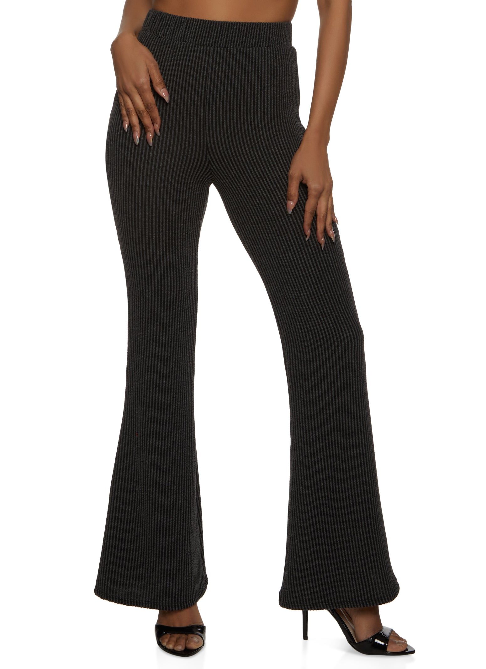 Ribbed High Waisted Flare Pants sold by Rainbow