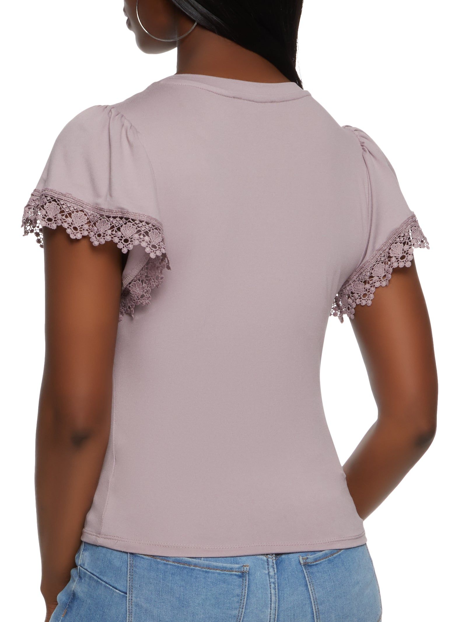 Crochet Trim Short Sleeve Tee sold by Rainbow product image thumbnail 2