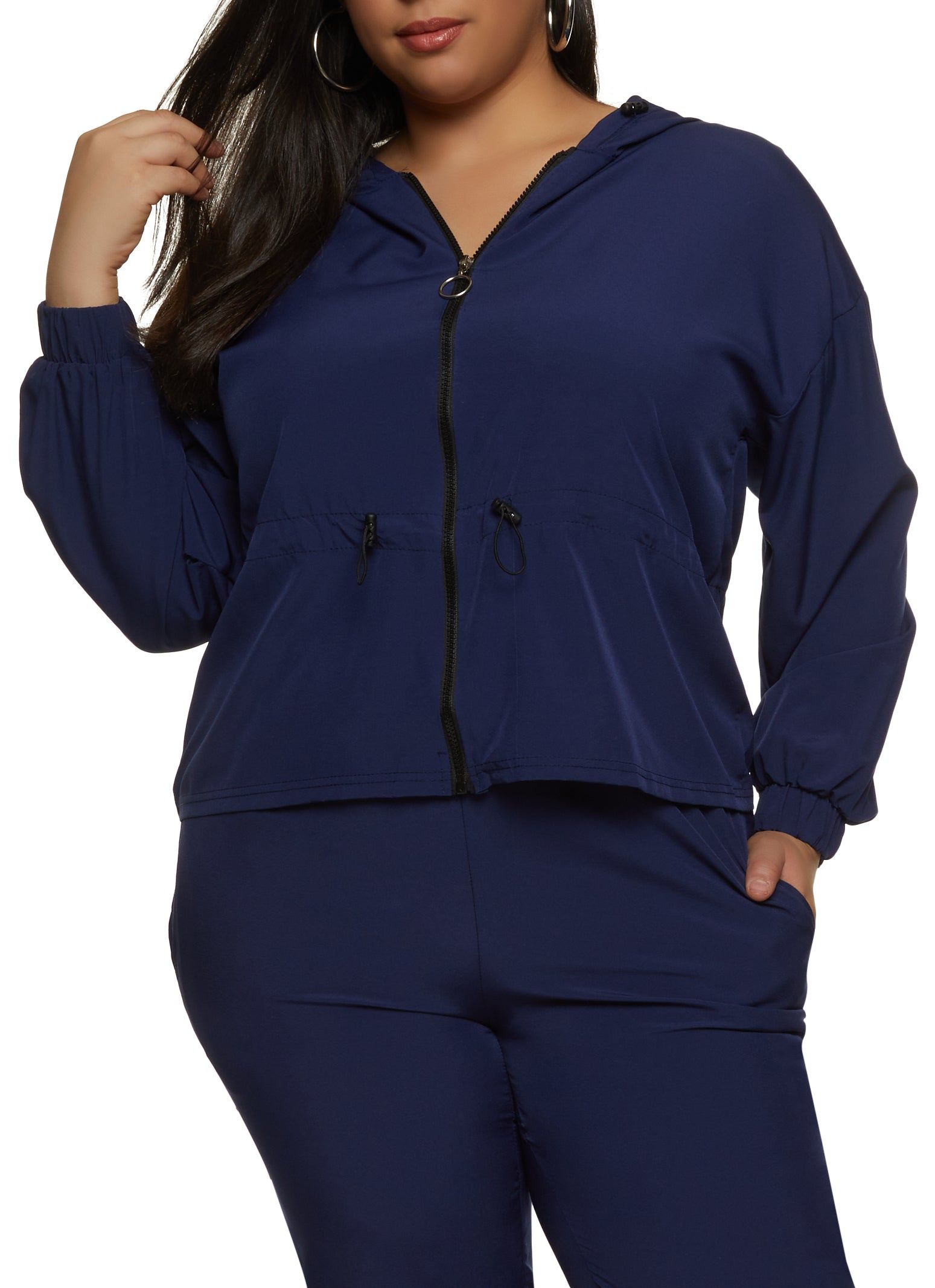 Plus Size Peplum Windbreaker Jacket sold by Rainbow
