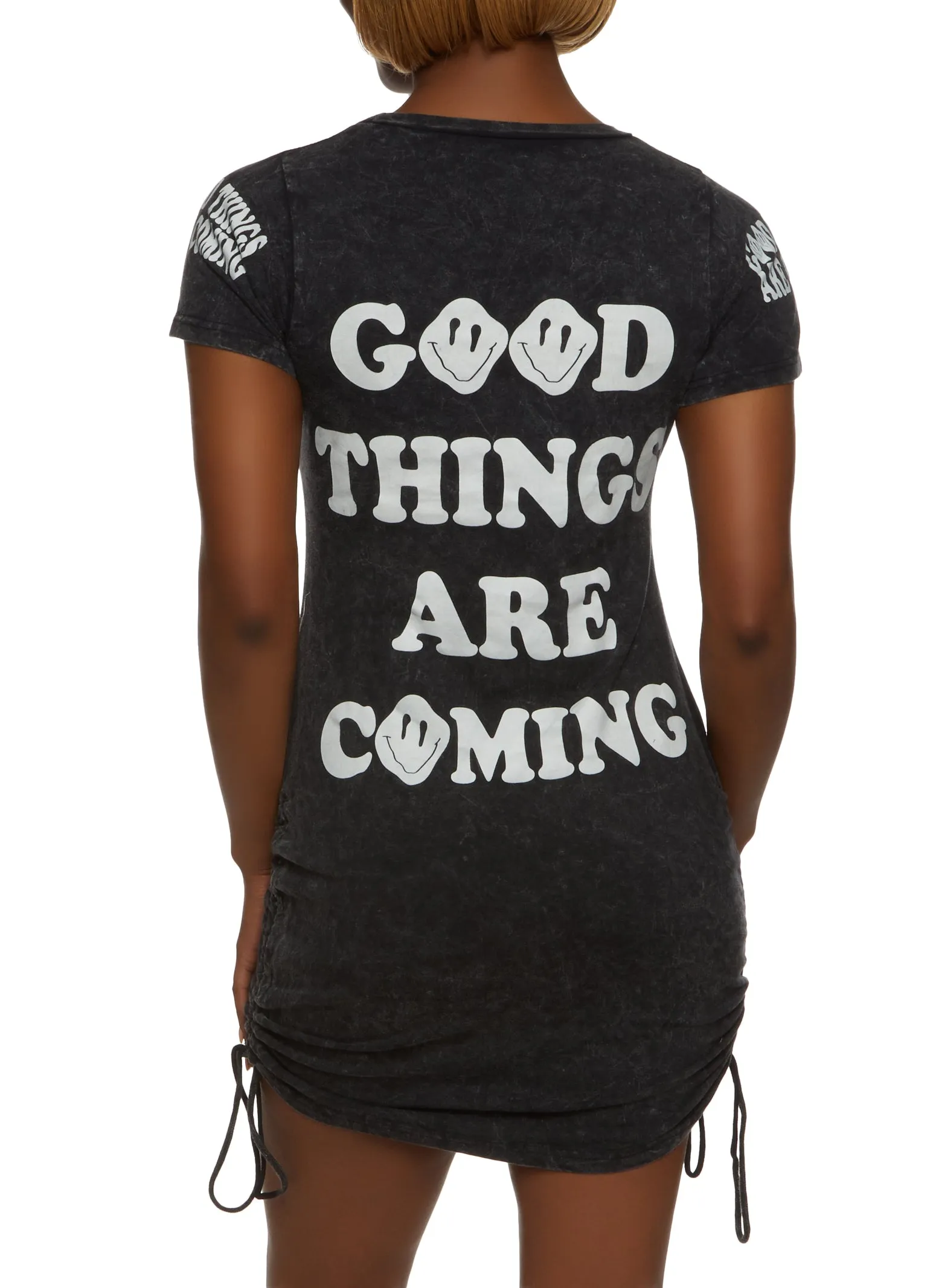 Acid Wash Good Things Are Coming T Shirt Dress sold by Rainbow product image thumbnail 3