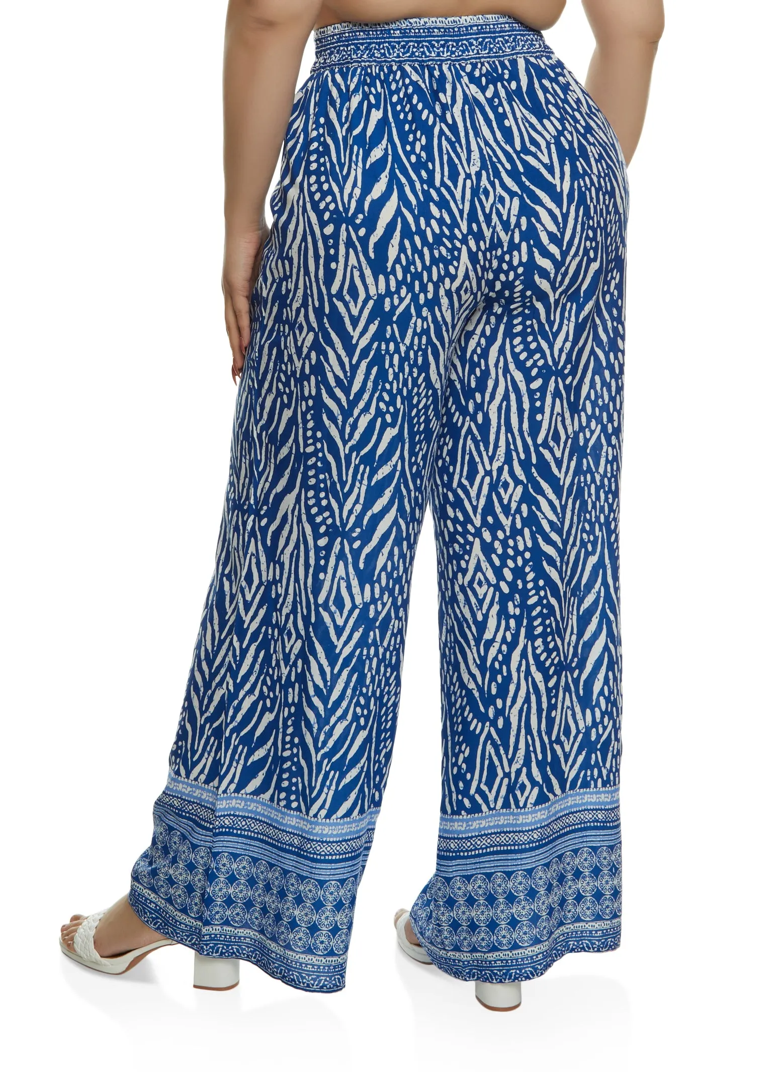 Plus Size Smocked Waist Printed Wide Leg Pants sold by Rainbow product image thumbnail 2