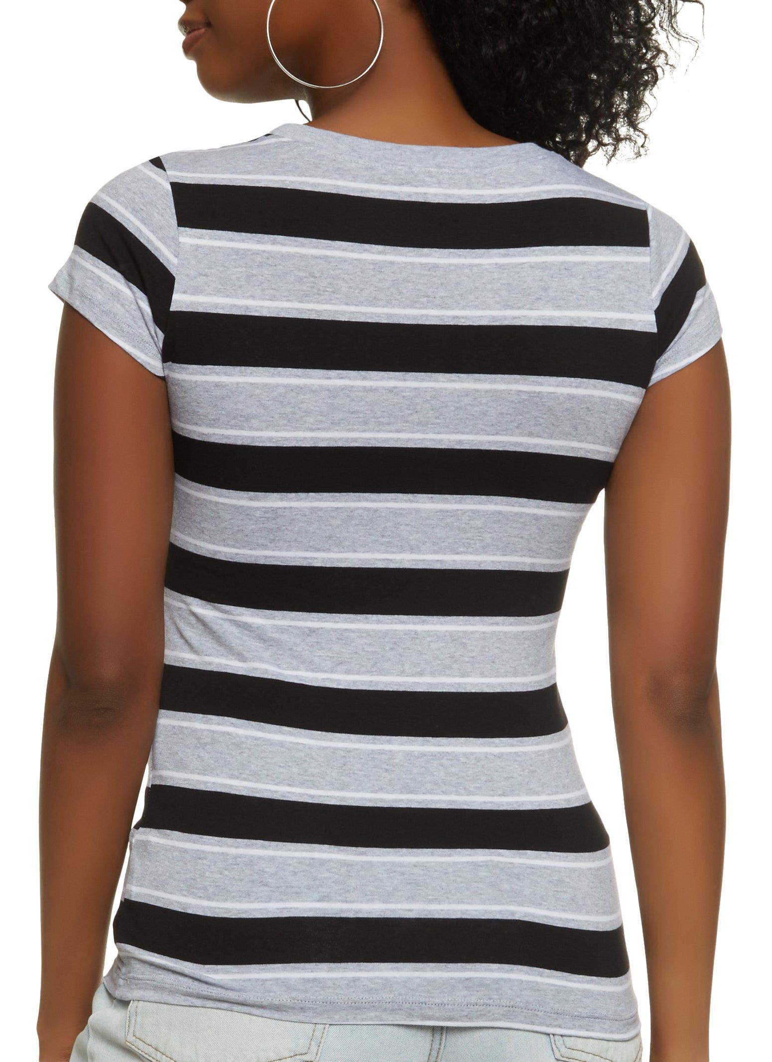 Basic Striped Crew Neck Tee sold by Rainbow product image thumbnail 2