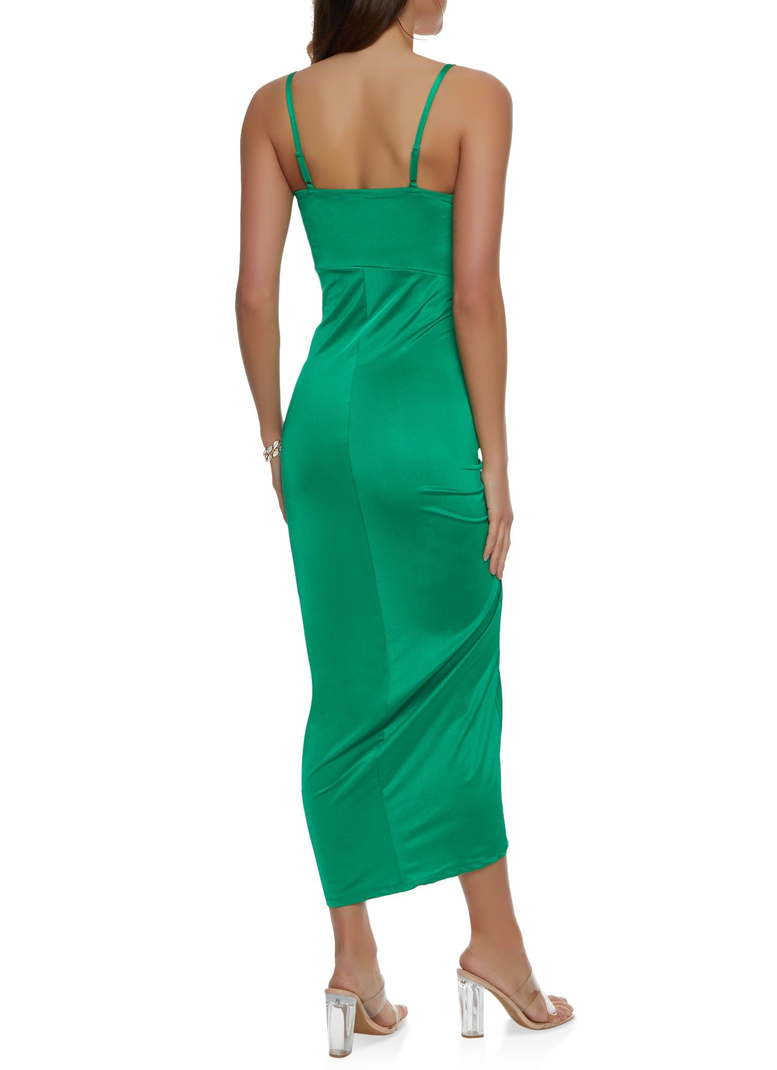 V Neck Ruched Side Slit Maxi Dress sold by Rainbow product image thumbnail 3