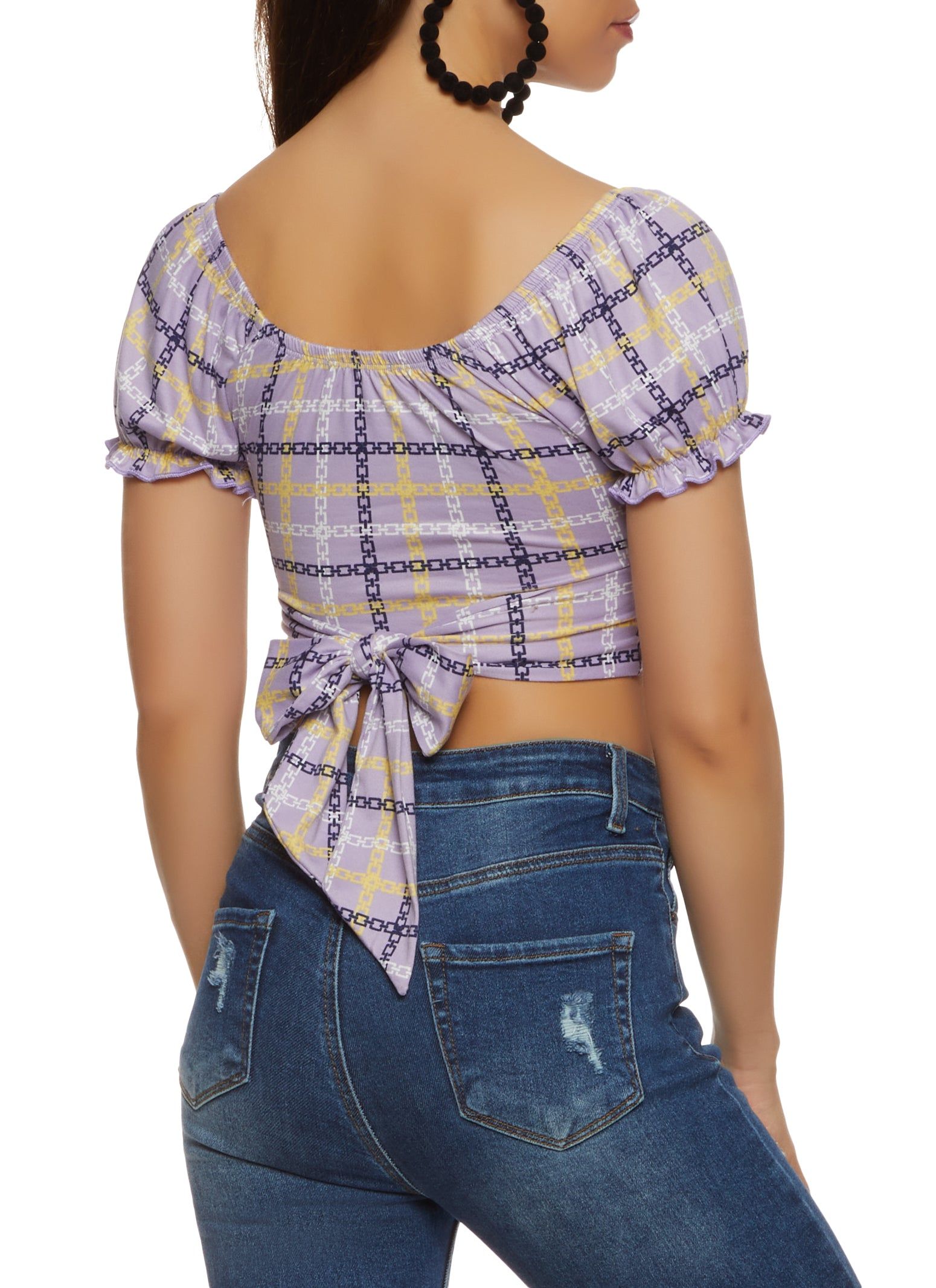Tie Back Peasant Crop Top sold by Rainbow product image thumbnail 2