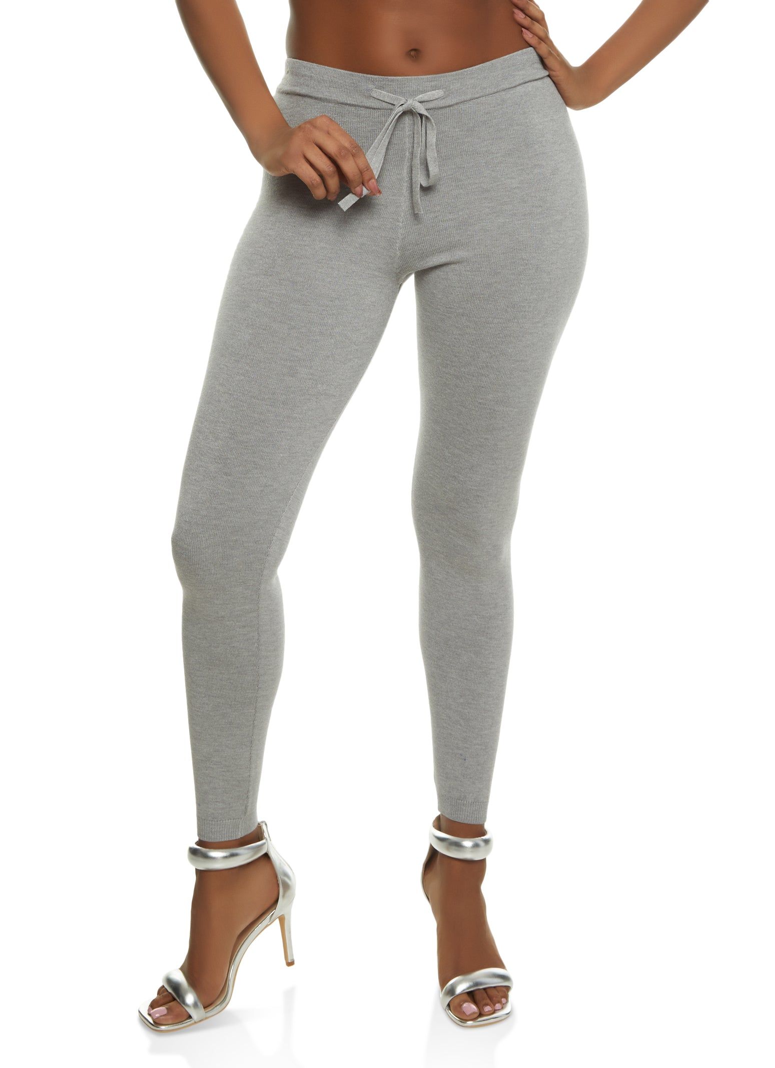 Ribbed High Waist Drawstring Leggings sold by Rainbow