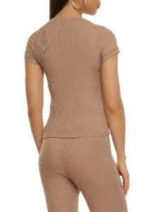 Basic Ribbed Short Sleeve Top sold by Rainbow