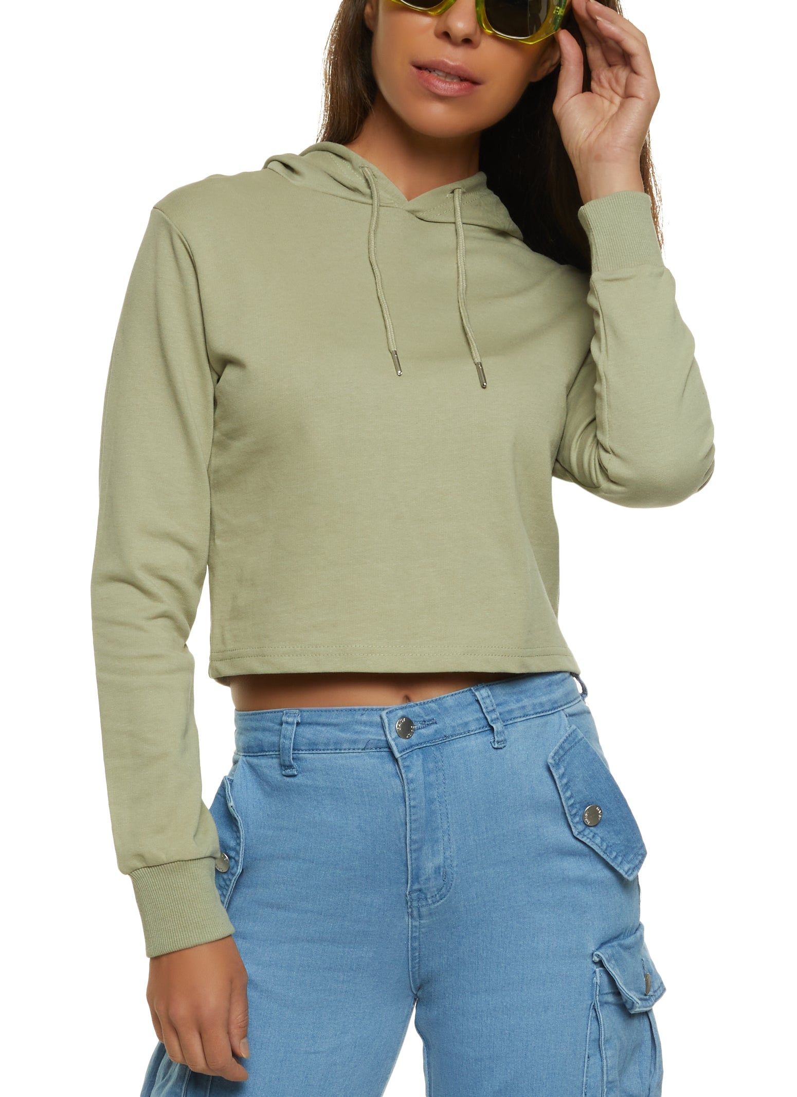 Lace Up Back Pullover Cropped Hoodie sold by Rainbow product image thumbnail 2