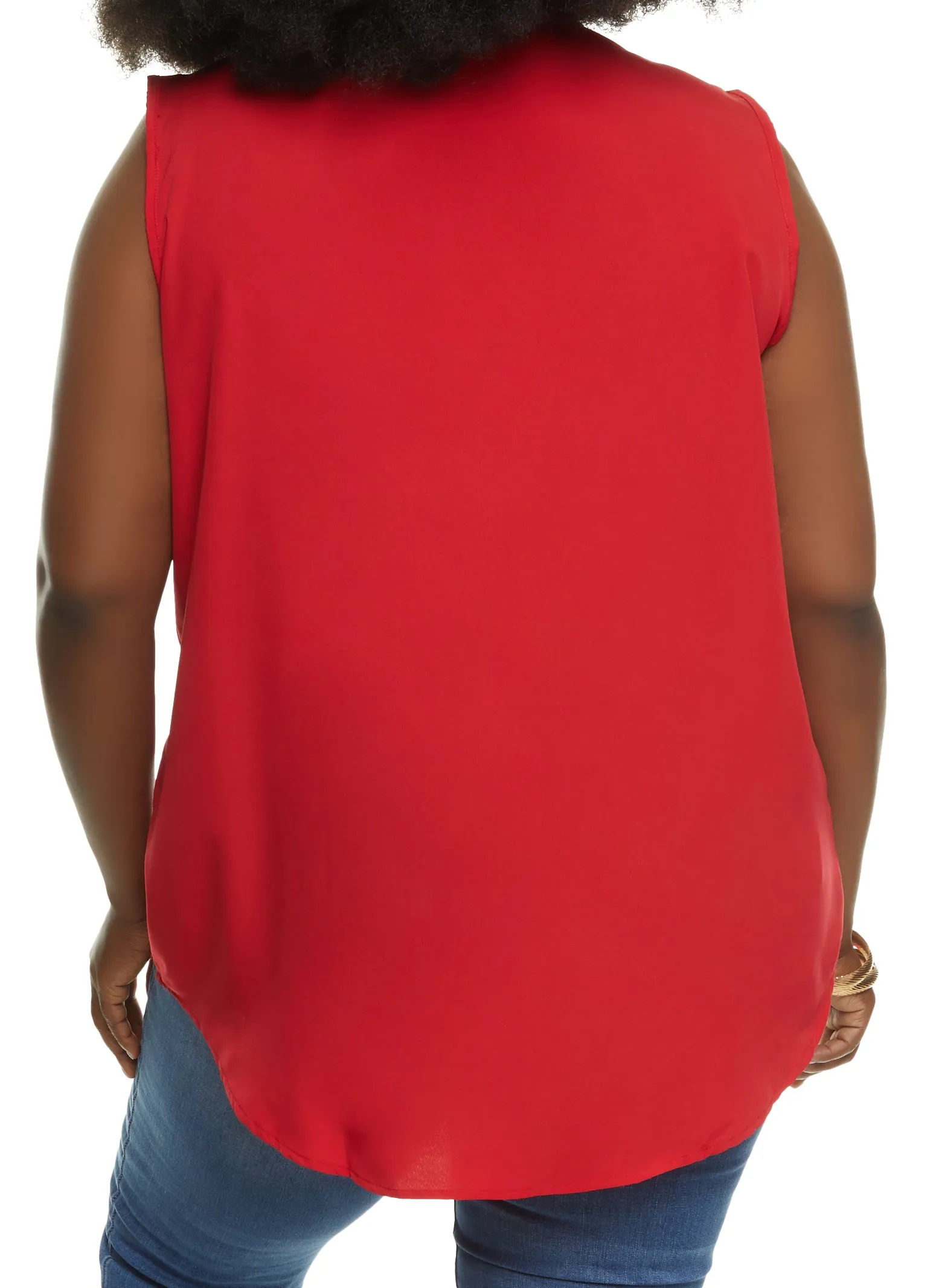 Plus Size Sleeveless Pleated V Neck Blouse sold by Rainbow product image thumbnail 2