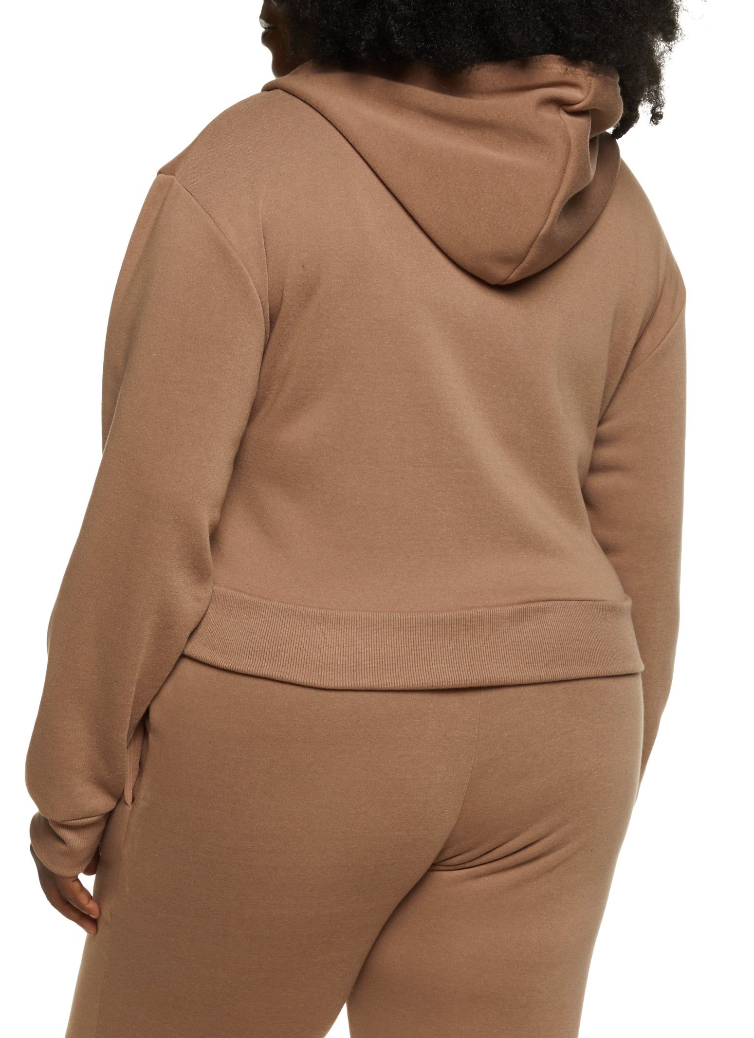 Plus Size Fleece Solid Zip Front Hoodie sold by Rainbow product image thumbnail 3