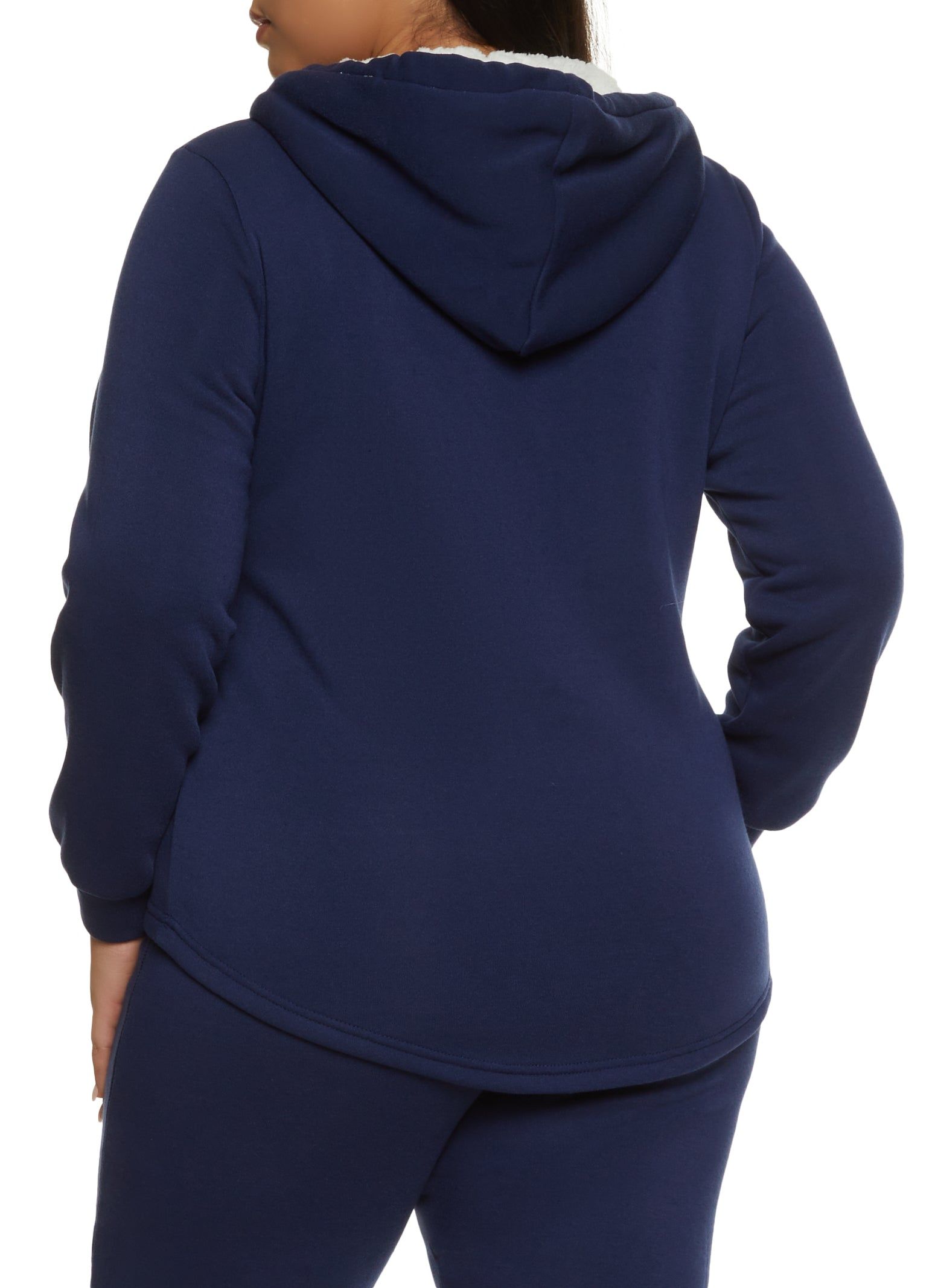 Plus Size Sherpa Lined Snap Button Hoodie sold by Rainbow product image thumbnail 3