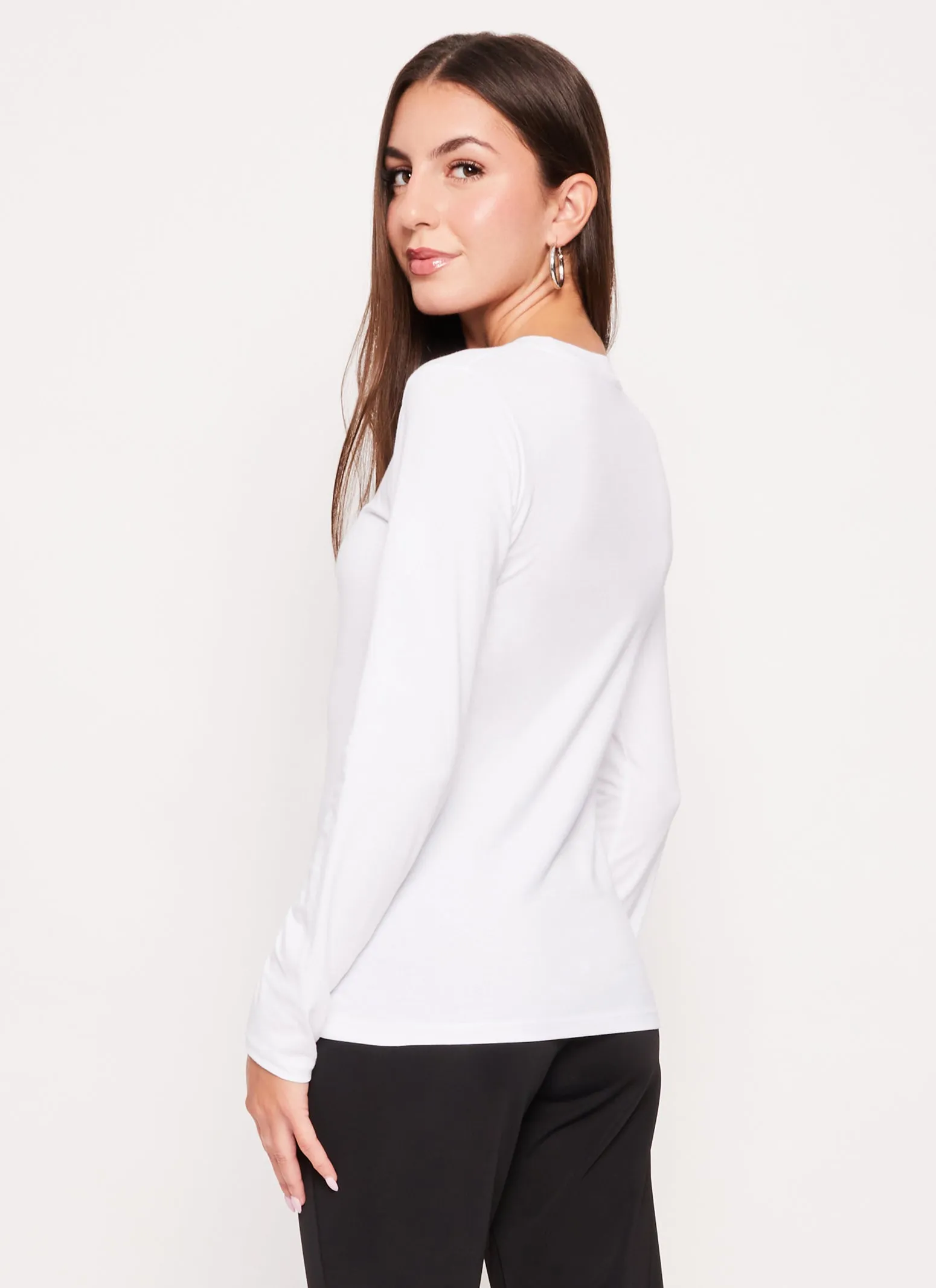 Solid Crew Neck Long Sleeve Tee sold by Rainbow product image thumbnail 3