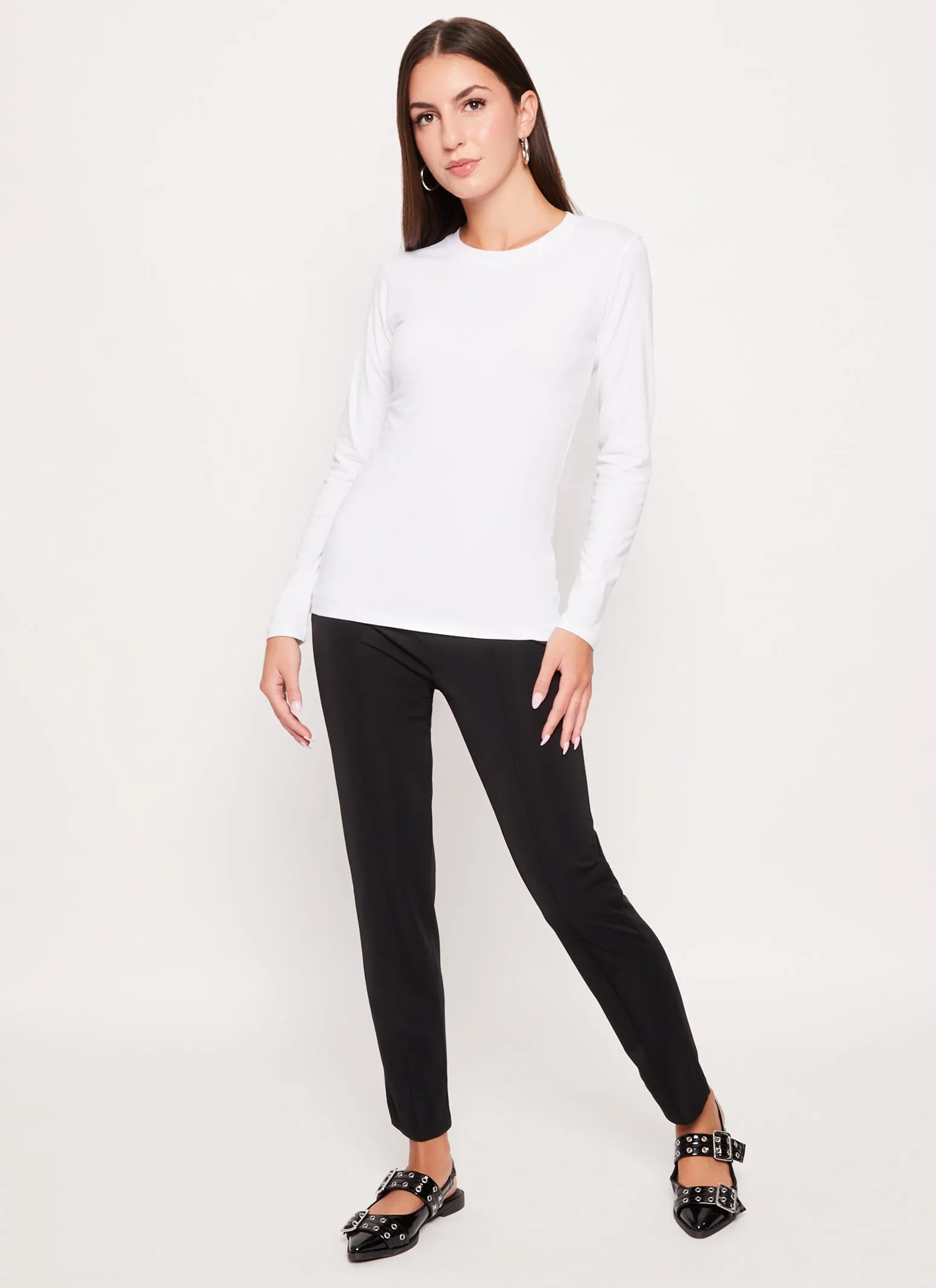 Solid Crew Neck Long Sleeve Tee sold by Rainbow product image thumbnail 2