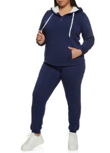 Plus Size Sherpa Lined Snap Button Hoodie sold by Rainbow