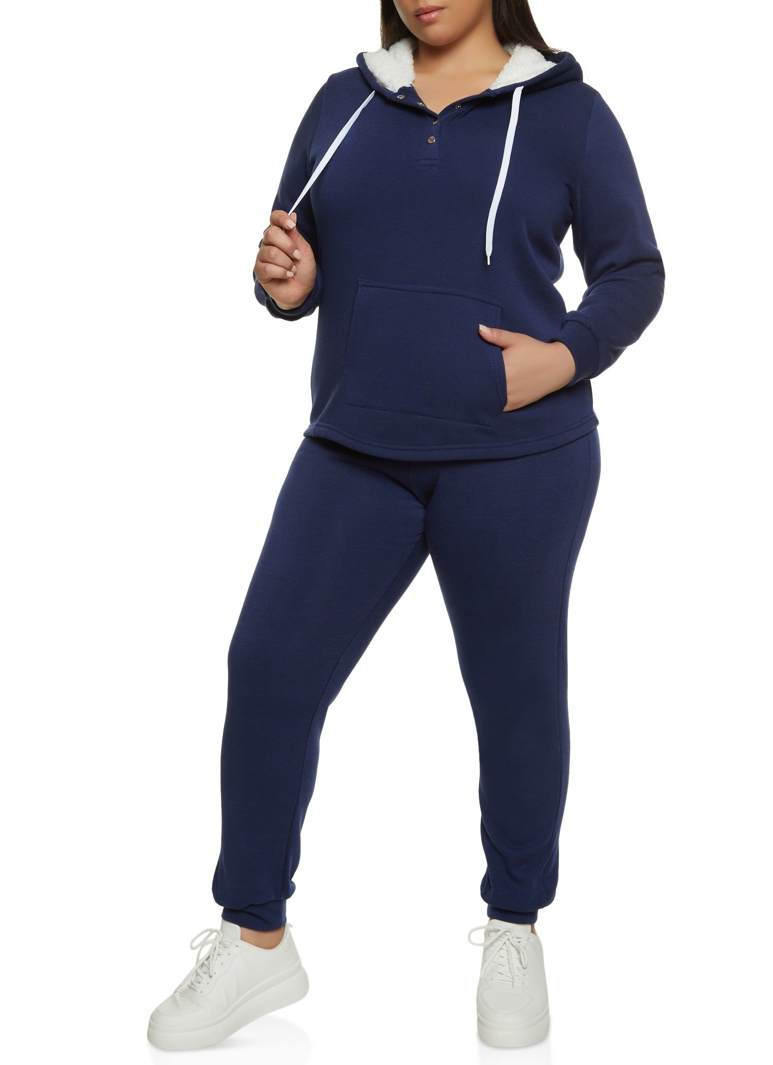Plus Size Sherpa Lined Snap Button Hoodie sold by Rainbow product image thumbnail 2