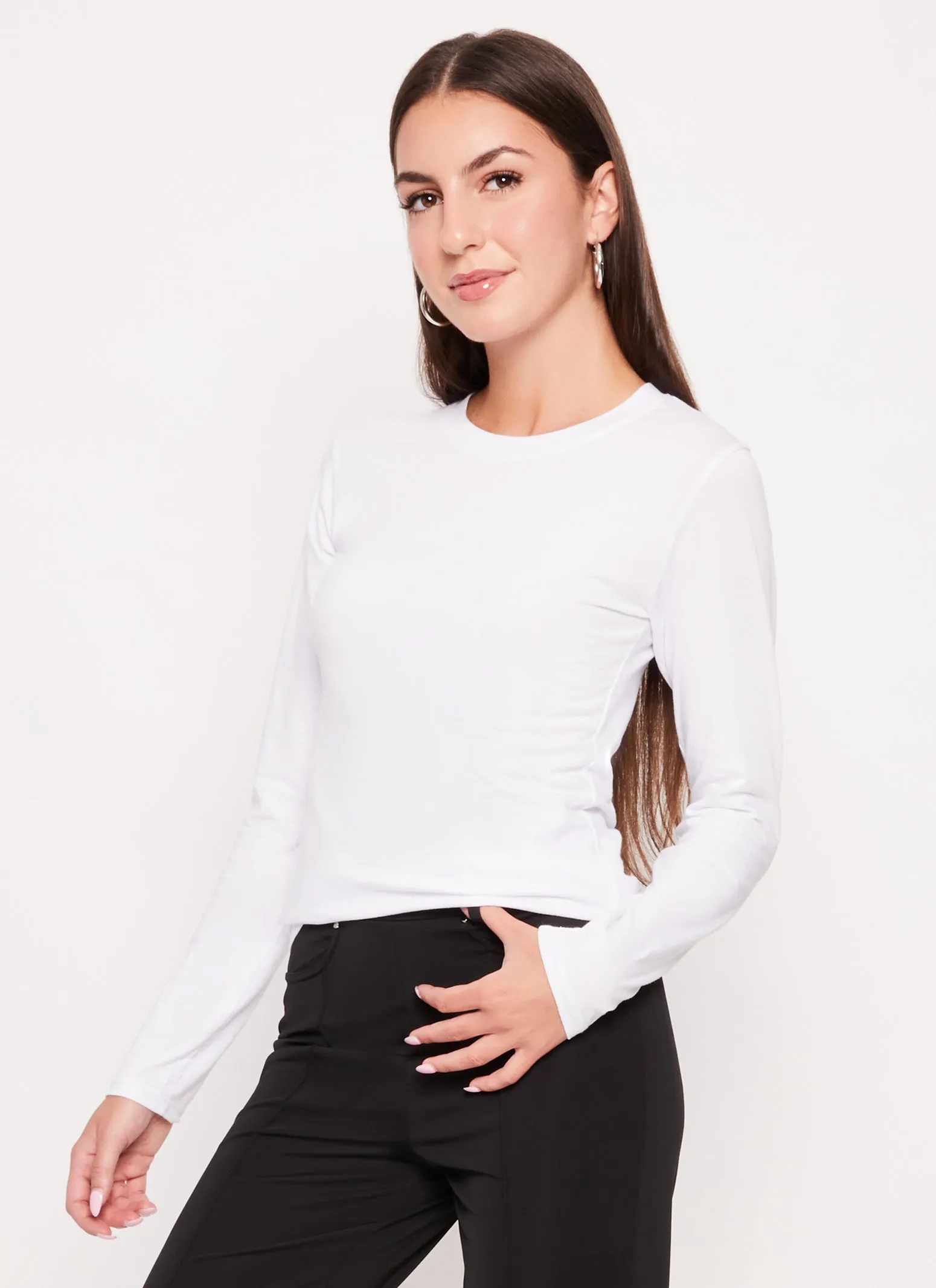 Solid Crew Neck Long Sleeve Tee sold by Rainbow