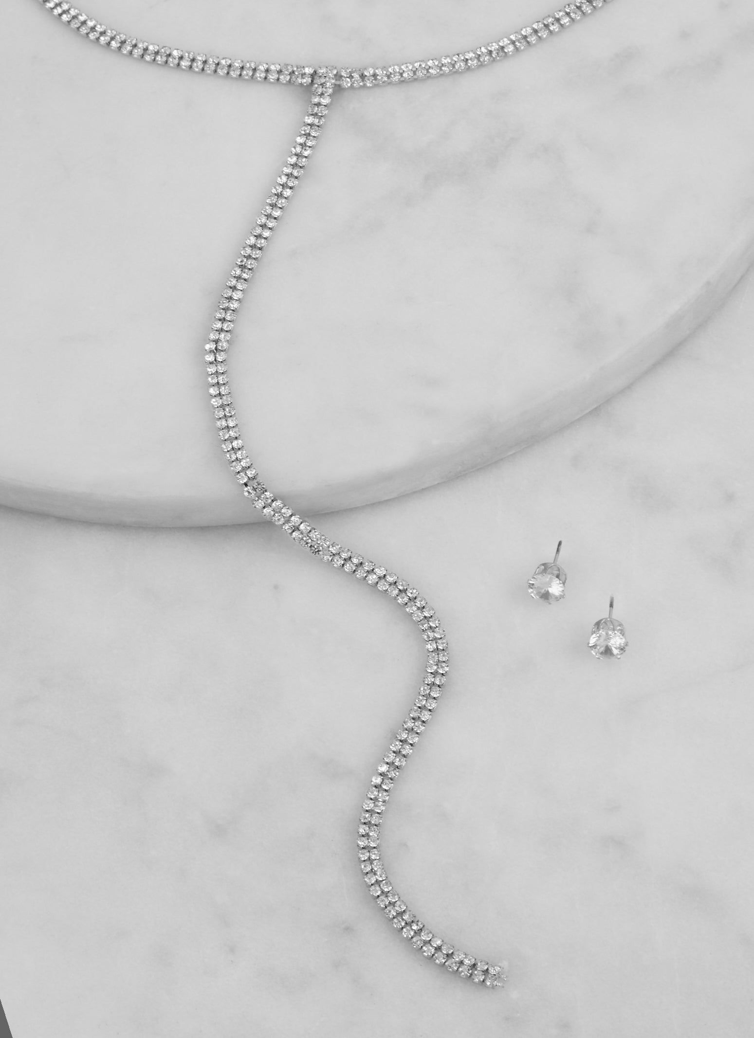 Rhinestone Lariat Necklace and Stud Earrings sold by Rainbow product image thumbnail 2