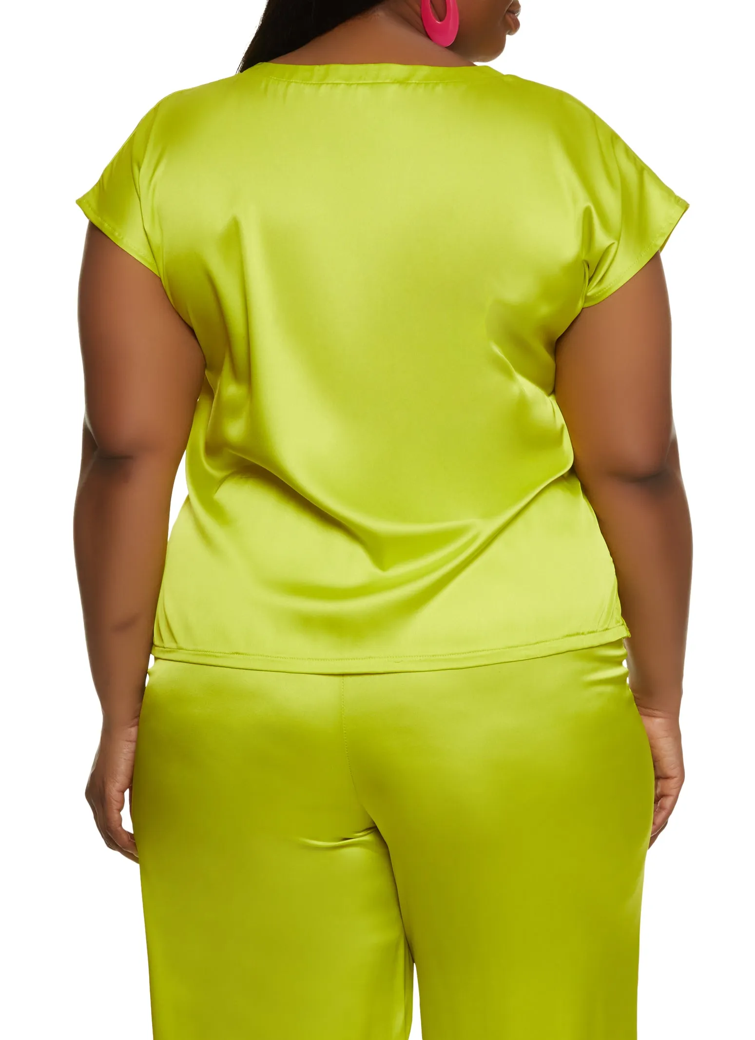Plus Size Satin Short Sleeve Blouse sold by Rainbow product image thumbnail 3