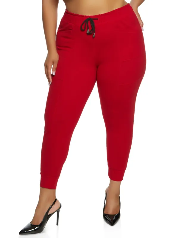 Plus Size Solid Drawstring Waist Joggers sold by Rainbow