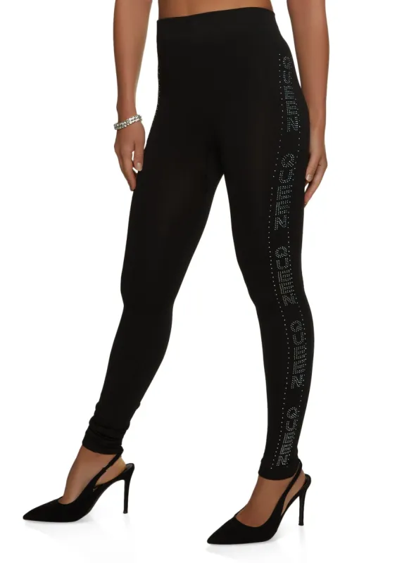 Queen Rhinestone Leggings sold by Rainbow