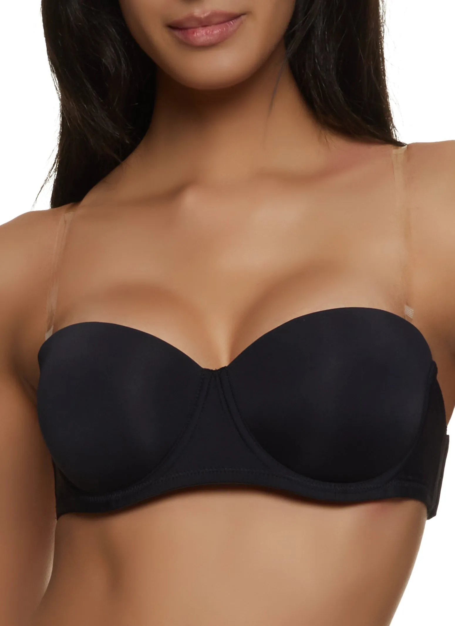 Basic Clear Back Strap Convertible Balconette Bra sold by Rainbow