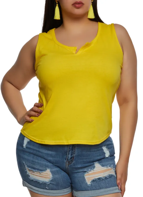Plus Size Notch Neck Tank Top sold by Rainbow
