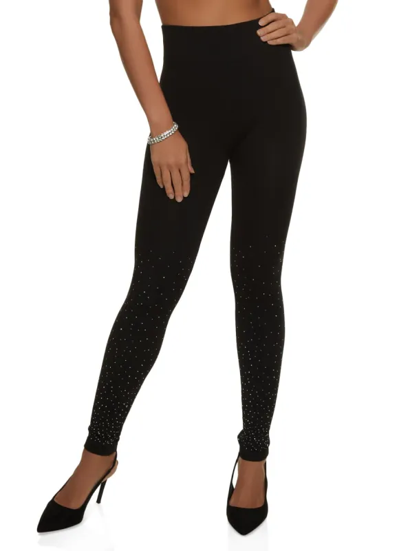 High Waist Rhinestone Studded Leggings sold by Rainbow