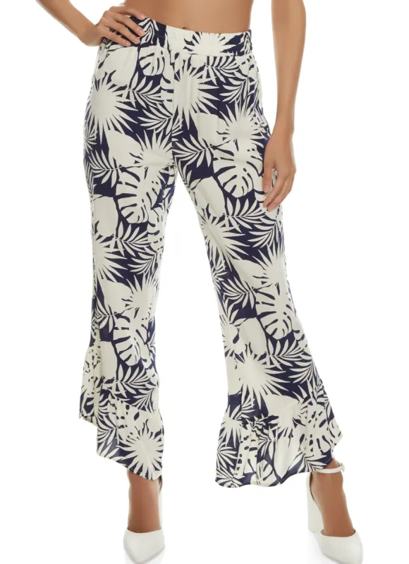 Palm Print Bell Bottom Pants sold by Rainbow