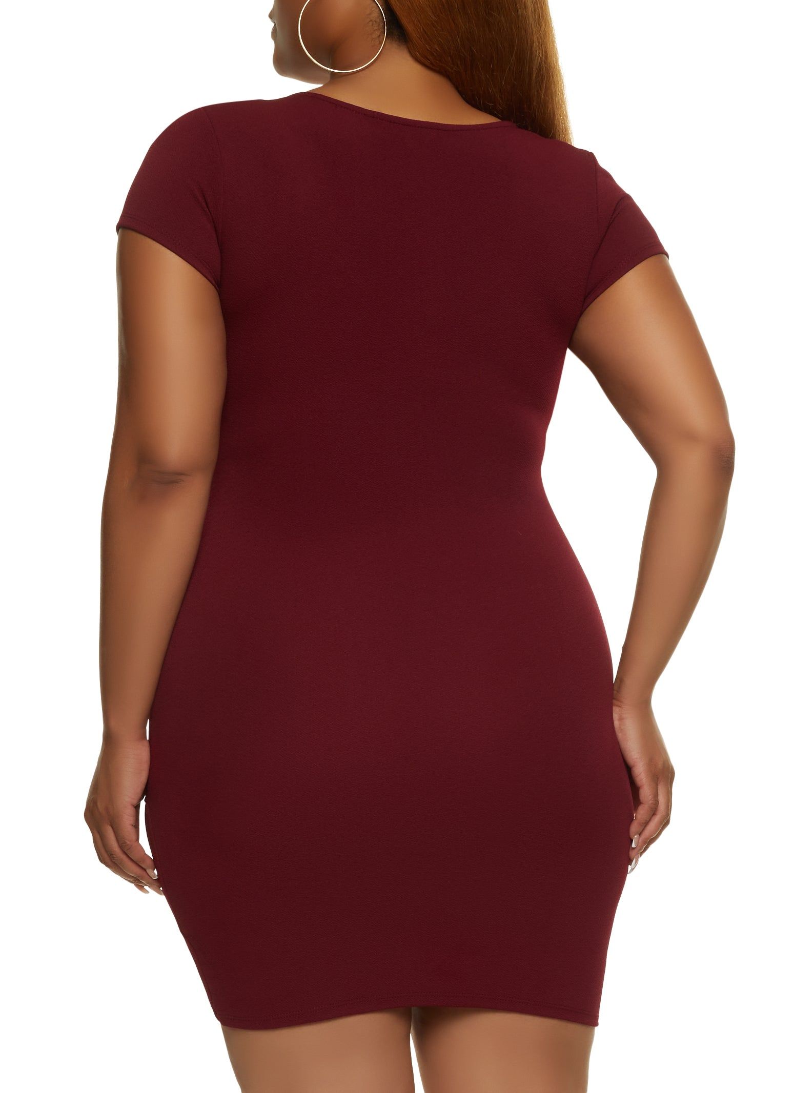 Plus Size Solid Short Sleeve Wrap Dress sold by Rainbow product image thumbnail 3