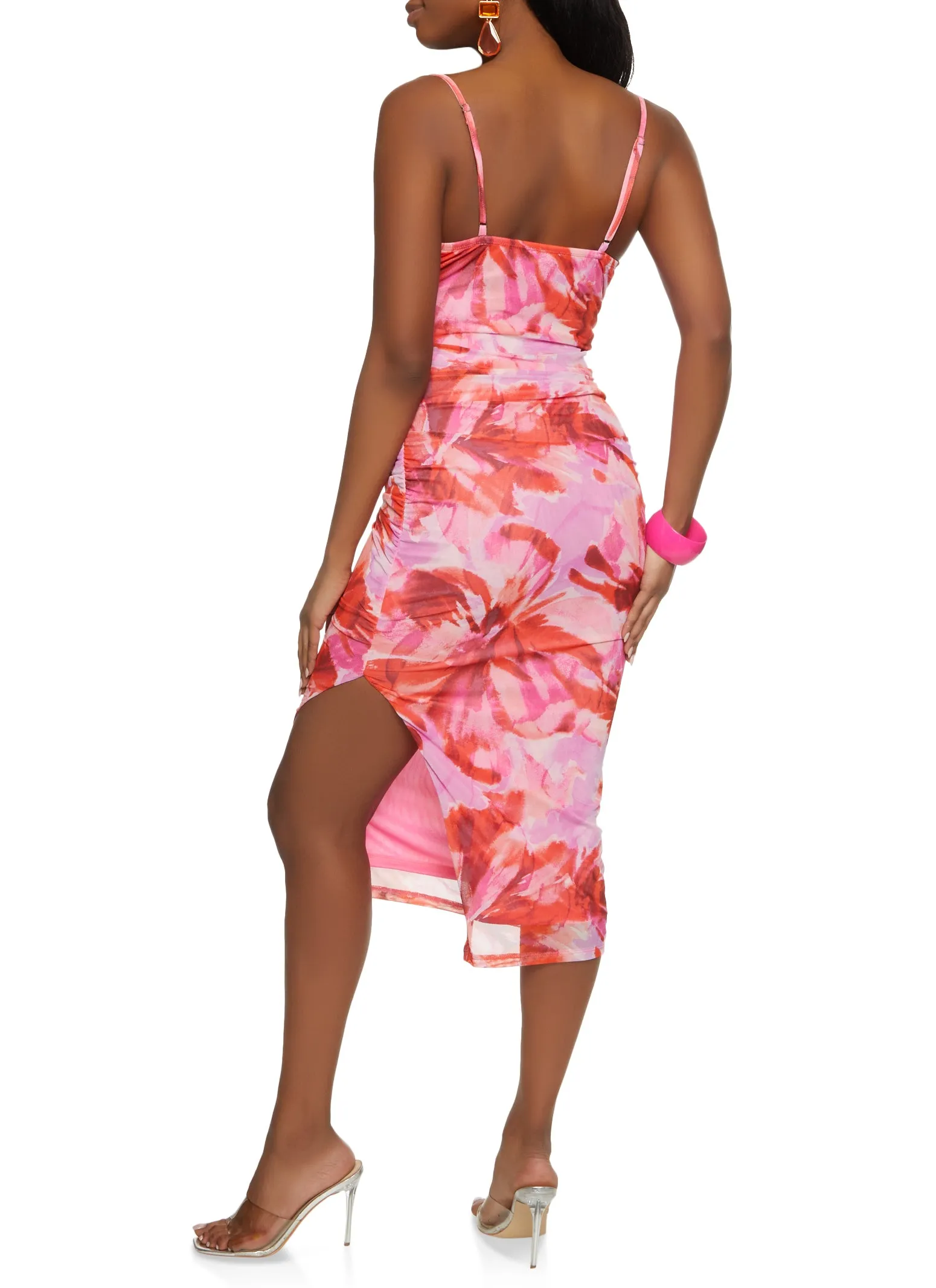 Floral Tie Dye Cowl Neck Cami Midi Dress sold by Rainbow product image thumbnail 5
