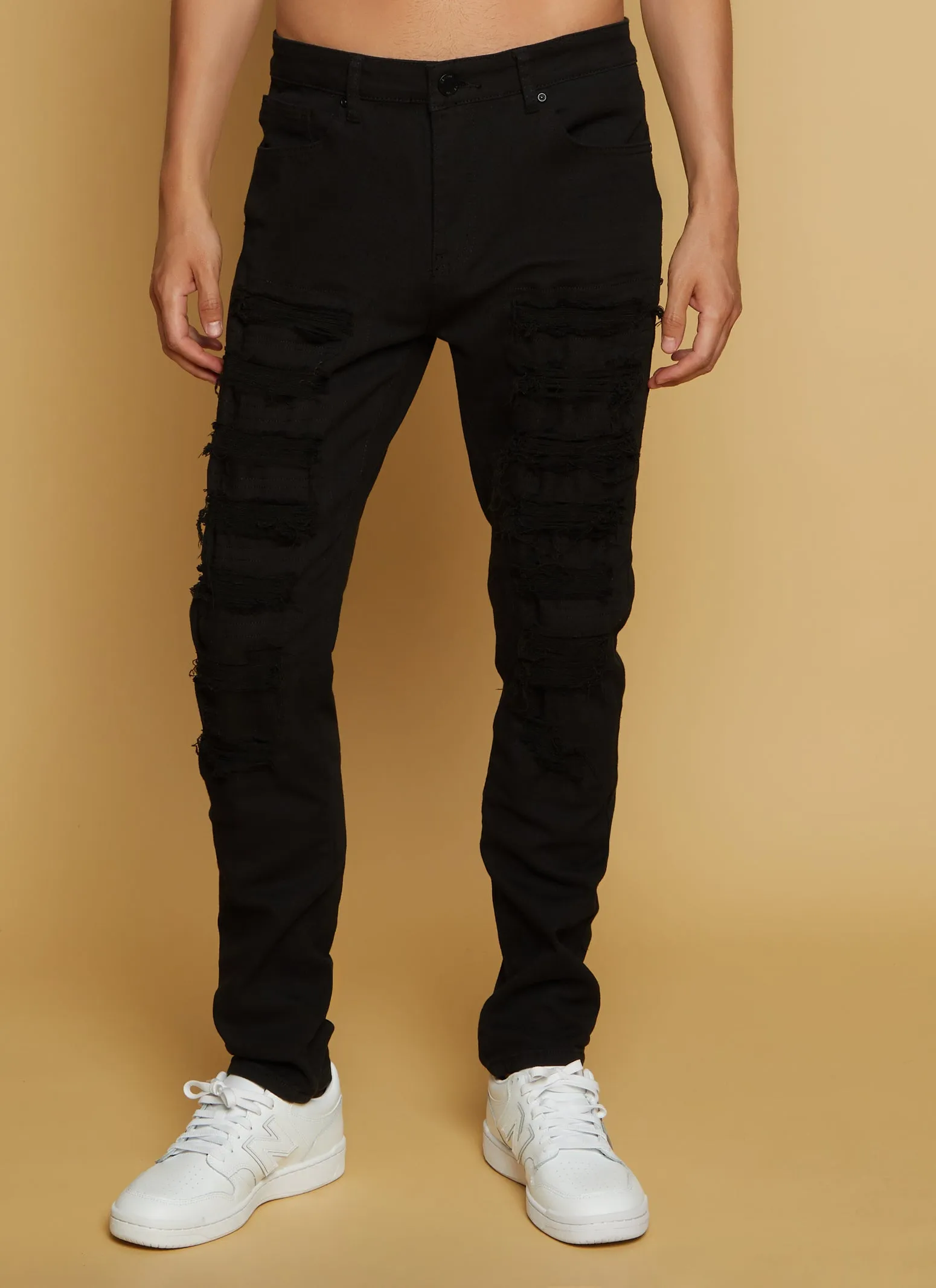 Mens Solid Distressed Skinny Jeans sold by Rainbow product image thumbnail 2