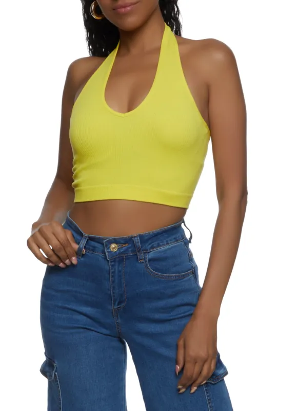 Seamless Halter Neck Crop Top sold by Rainbow