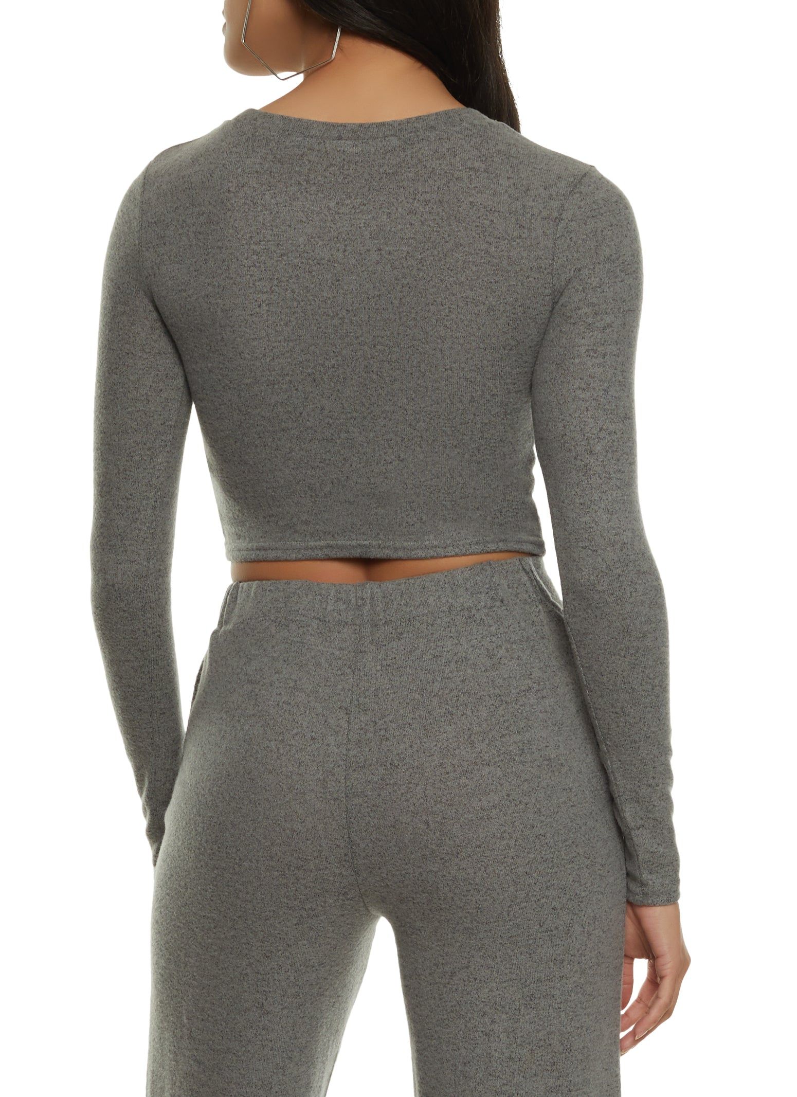 Brushed Knit Long Sleeve Crop Top sold by Rainbow product image thumbnail 3